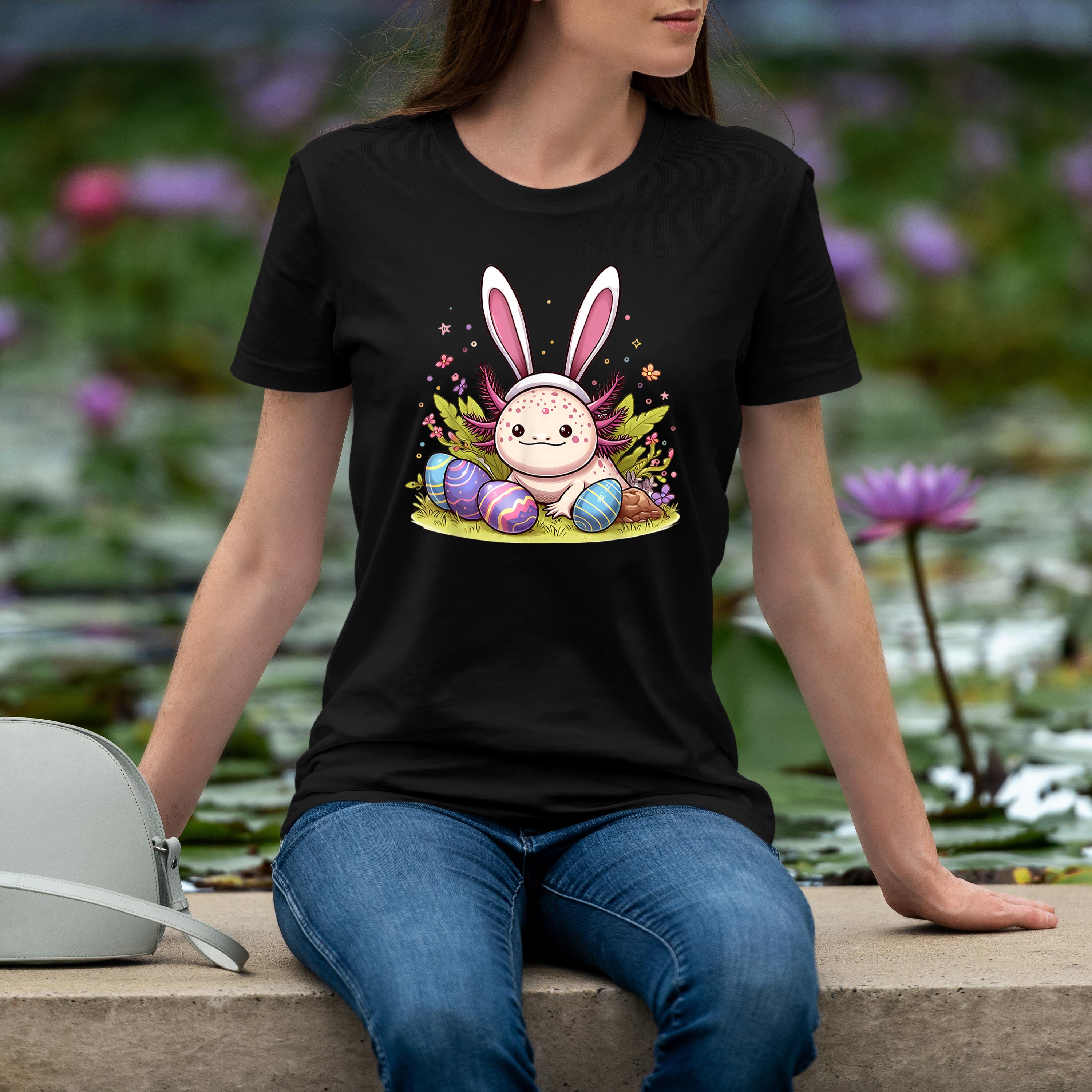 Axolotl With Easter Bunny Ears Surrounded By Colorful Eggs Shirt 